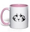 Чашка з кольоровою ручкою Cat portrait Ніжно рожевий фото