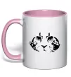 Чашка з кольоровою ручкою Cat portrait Ніжно рожевий фото