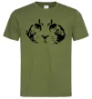 Мужская футболка Cat portrait Оливковый фото