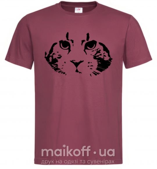 Мужская футболка Cat portrait Бордовый фото