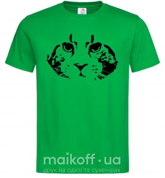 Мужская футболка Cat portrait Зеленый фото