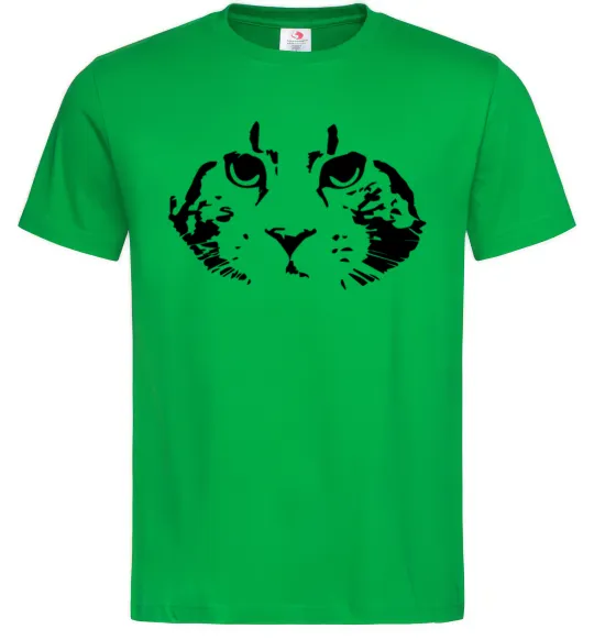 Мужская футболка Cat portrait Зеленый фото