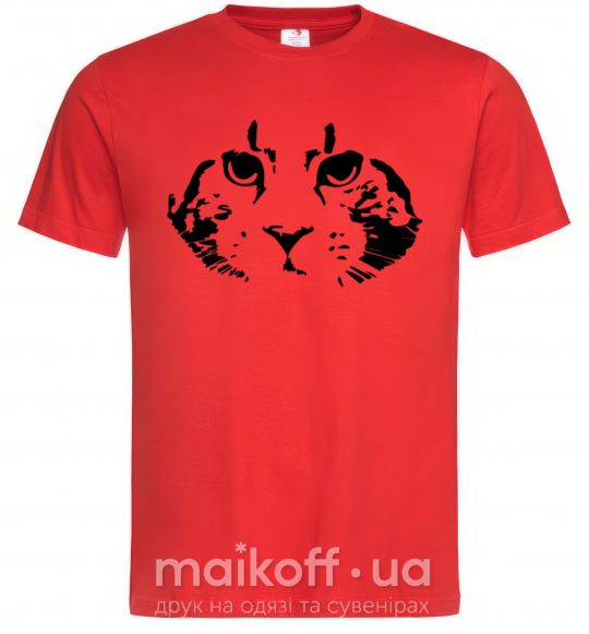 Мужская футболка Cat portrait Красный фото