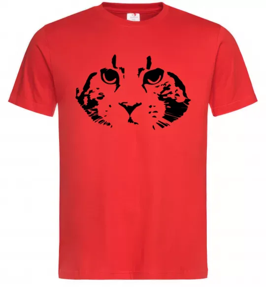 Мужская футболка Cat portrait Красный фото