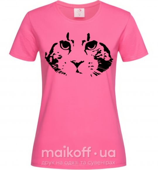Женская футболка Cat portrait Ярко-розовый фото