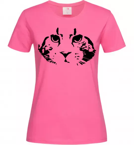 Женская футболка Cat portrait Ярко-розовый фото