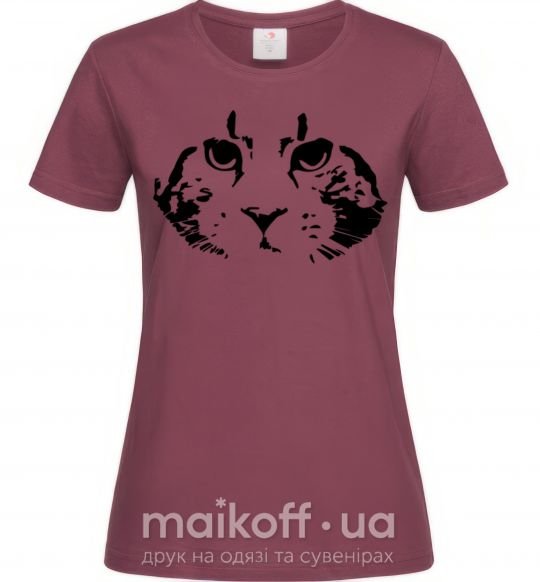 Жіноча футболка Cat portrait Бордовий фото