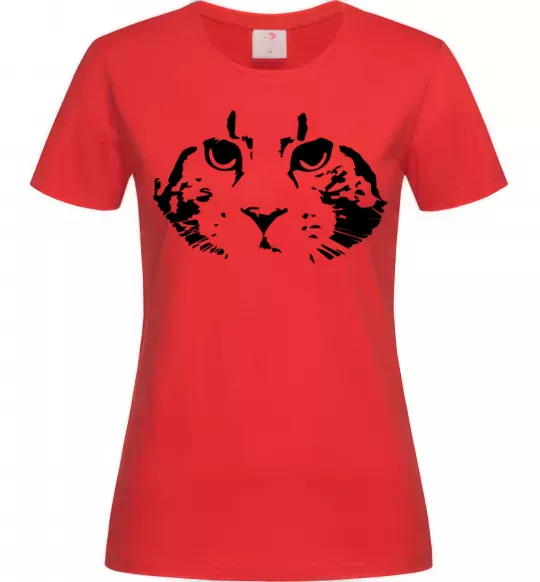 Женская футболка Cat portrait Красный фото