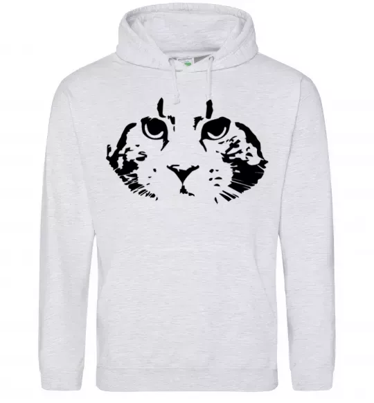 Чоловіча толстовка (худі) Cat portrait Сірий меланж фото