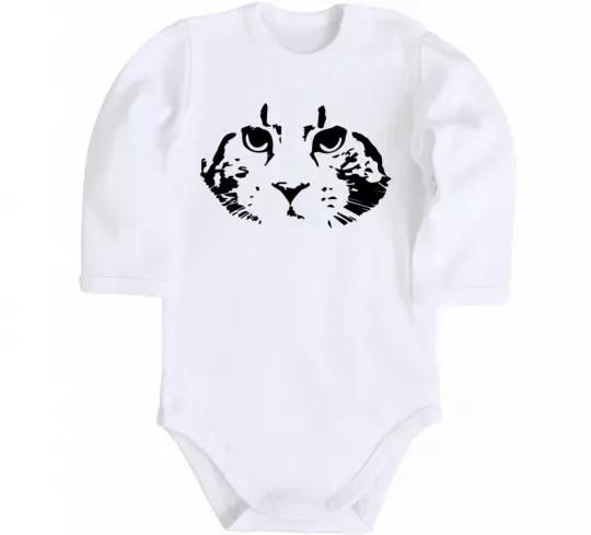 Детский боди Cat portrait Белый фото