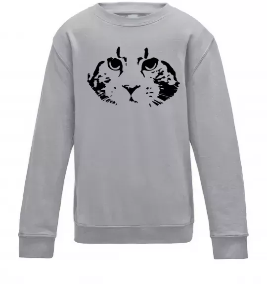Детский Свитшот Cat portrait Серый меланж фото