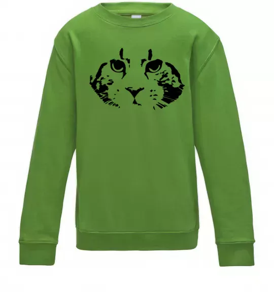 Детский Свитшот Cat portrait Лаймовый фото