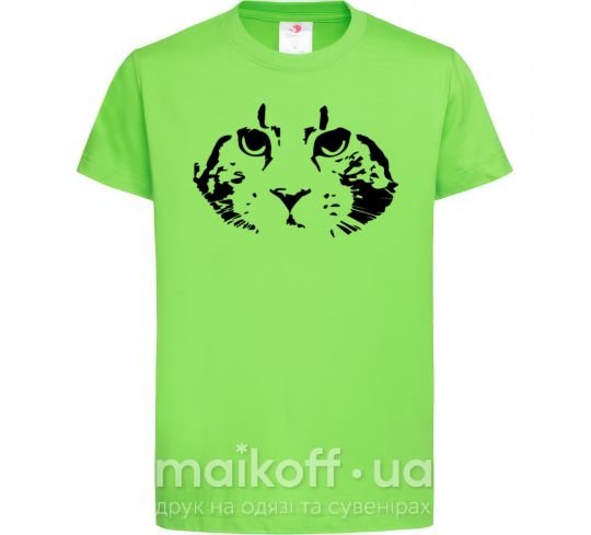 Детская футболка Cat portrait Лаймовый фото