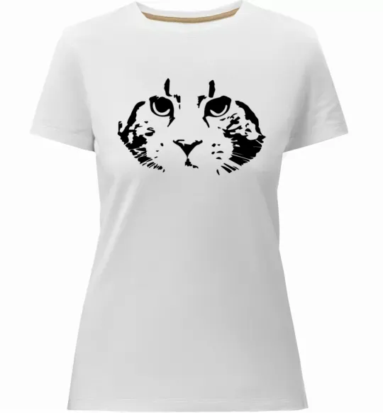 Жіноча преміум футболка Cat portrait Білий фото
