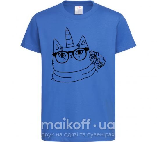 Детская футболка Cat with a bow Ярко-синий фото