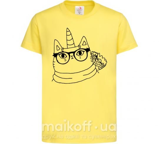 Дитяча футболка Cat with a bow Лимонний фото