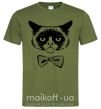 Мужская футболка Grumpy cat with the bow Оливковый фото