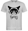 Чоловіча футболка Grumpy cat with the bow Сірий фото