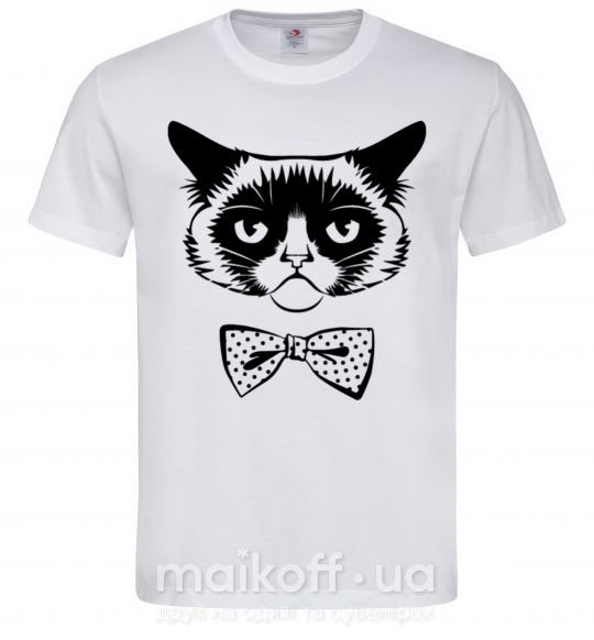 Чоловіча футболка Grumpy cat with the bow Білий фото