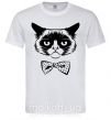Мужская футболка Grumpy cat with the bow Белый фото