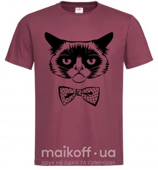 Мужская футболка Grumpy cat with the bow Бордовый фото