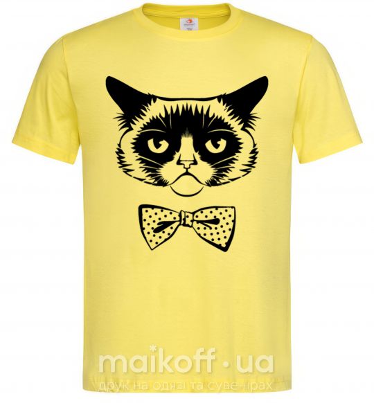 Чоловіча футболка Grumpy cat with the bow Лимонний фото