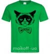 Мужская футболка Grumpy cat with the bow Зеленый фото