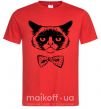Мужская футболка Grumpy cat with the bow Красный фото