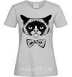 Женская футболка Grumpy cat with the bow Серый фото