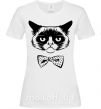 Женская футболка Grumpy cat with the bow Белый фото
