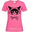 Жіноча футболка Grumpy cat with the bow Яскраво-рожевий фото