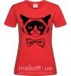 Женская футболка Grumpy cat with the bow Красный фото