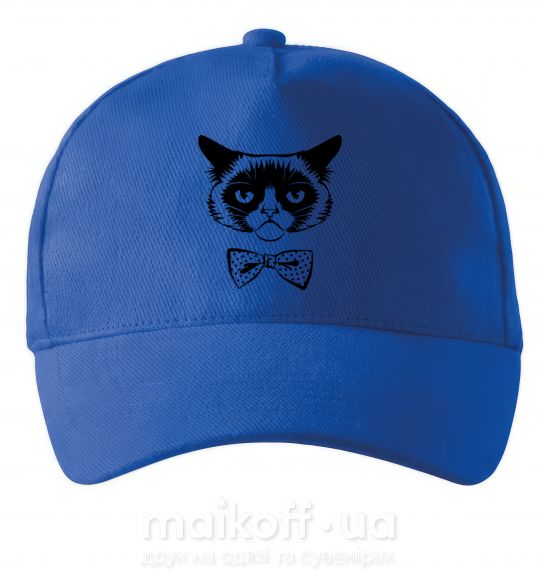 Кепка Grumpy cat with the bow Яскраво-синій фото