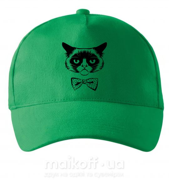 Кепка Grumpy cat with the bow Зелений фото