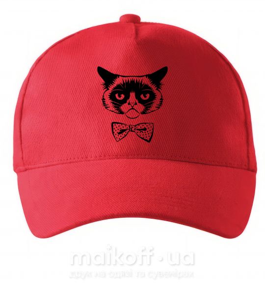 Кепка Grumpy cat with the bow Красный фото