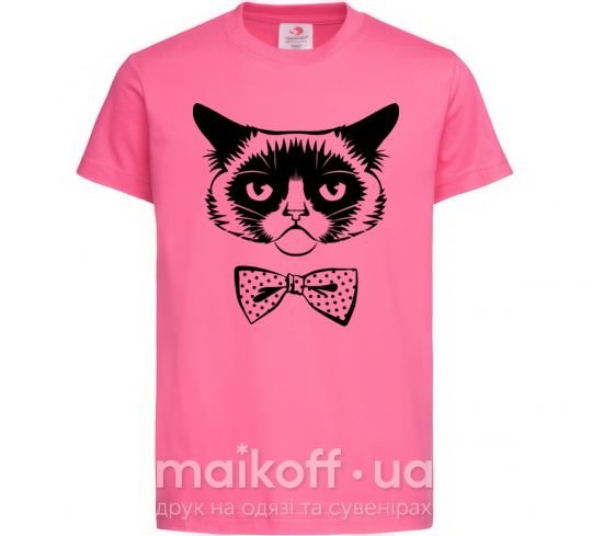 Детская футболка Grumpy cat with the bow Ярко-розовый фото