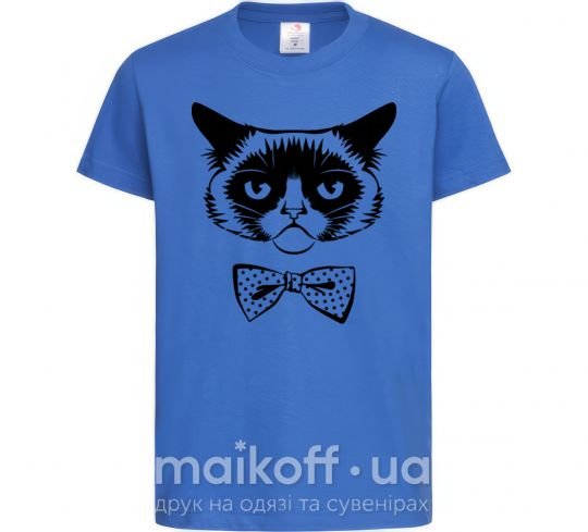 Дитяча футболка Grumpy cat with the bow Яскраво-синій фото