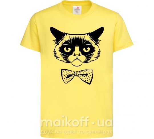 Детская футболка Grumpy cat with the bow Лимонный фото