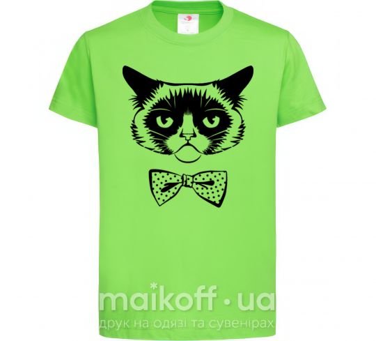 Дитяча футболка Grumpy cat with the bow Лаймовий фото