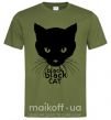 Чоловіча футболка Black black cat Оливковий фото