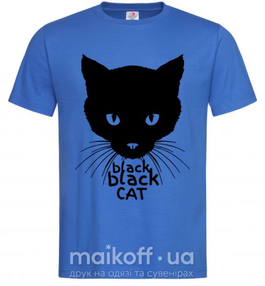 Мужская футболка Black black cat Ярко-синий фото