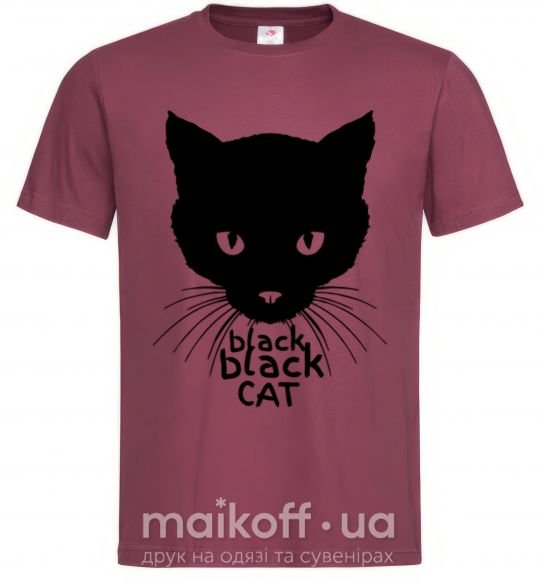 Чоловіча футболка Black black cat Бордовий фото