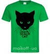 Мужская футболка Black black cat Зеленый фото