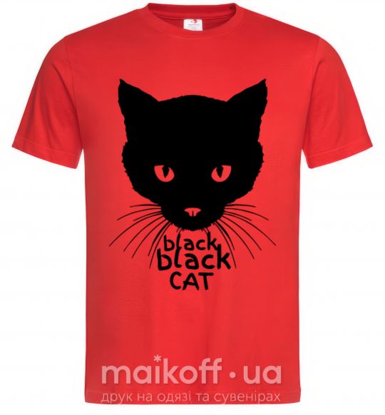 Мужская футболка Black black cat Красный фото