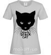 Жіноча футболка Black black cat Сірий фото