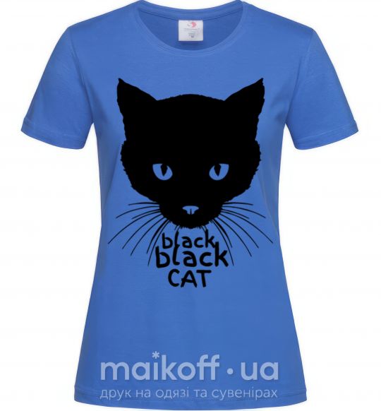 Женская футболка Black black cat Ярко-синий фото