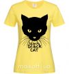 Жіноча футболка Black black cat Лимонний фото