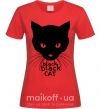 Жіноча футболка Black black cat Червоний фото