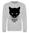 Світшот Black black cat Сірий меланж фото