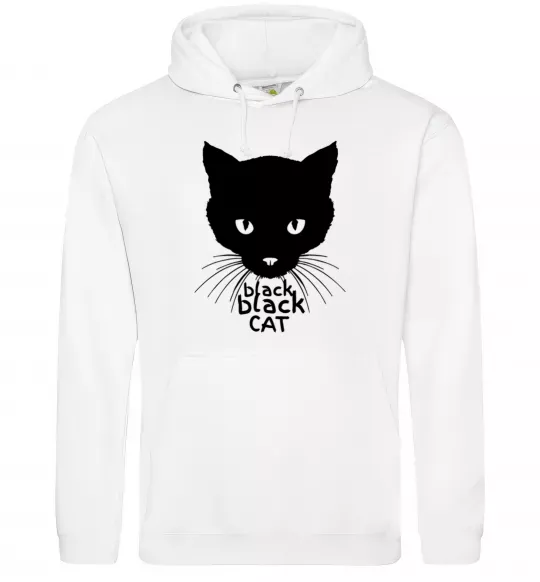 Мужская толстовка (худи) Black black cat Белый фото